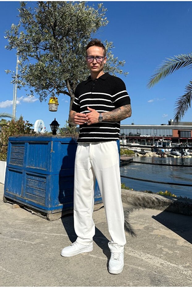 Basic Polo Yaka Triko Kumaş Tişört - 3