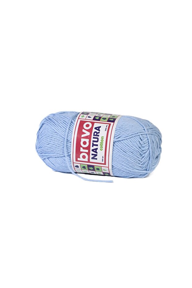 Natura 100% Cotton Yarn 100 Gr 200 Meters (Color Code: 604) Baby Blue