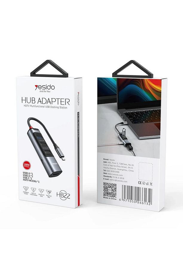 5in1 3 Adet Usb 3.0 / 1 Adet 100W Type-C ve 1 Adet 4K 30Hz HDMI Çıkışlı Hub Dönüştürücü HB22 - 4