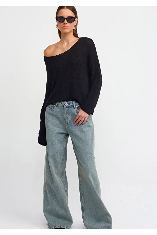 10706 Di̇l Oval Neck Soft Textured Knitwear Sweater