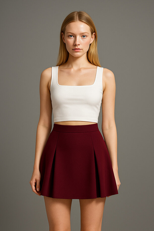 Mini Krep Şort Etek - 2