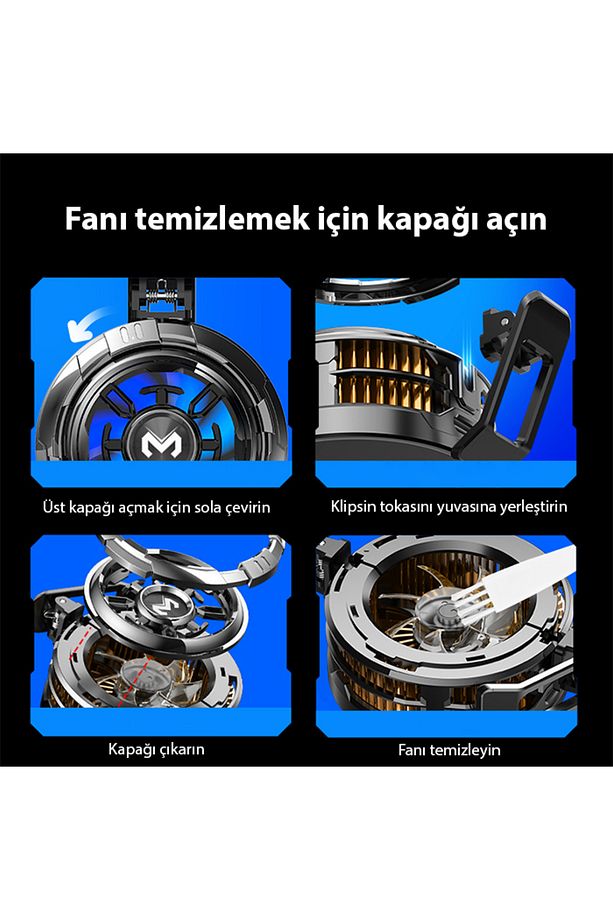 CX08 iOS Android Soğutucu 15W Manyeti+Arka Klips 2'si 1 Arada Yarı İletken Soğutma Fanı Radyatörü Sİ - 7