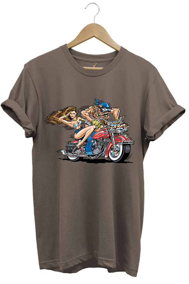 Motorcycle Motor Riding Man and Woman Printed 100% Cotton Regular Fit T-Shirt