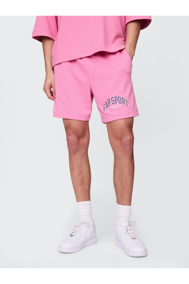 Erkek Pembe VintageSoft Spor Sweat Şort - 6