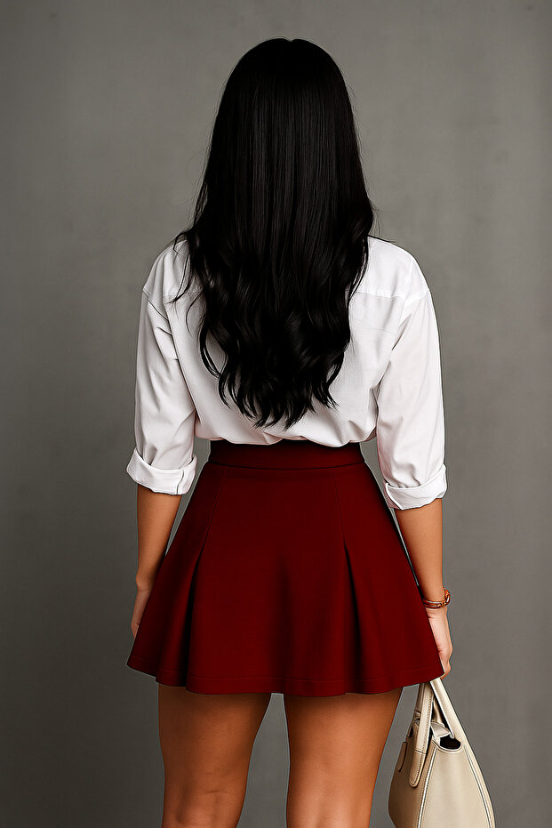 Mini Krep Şort Etek - 3