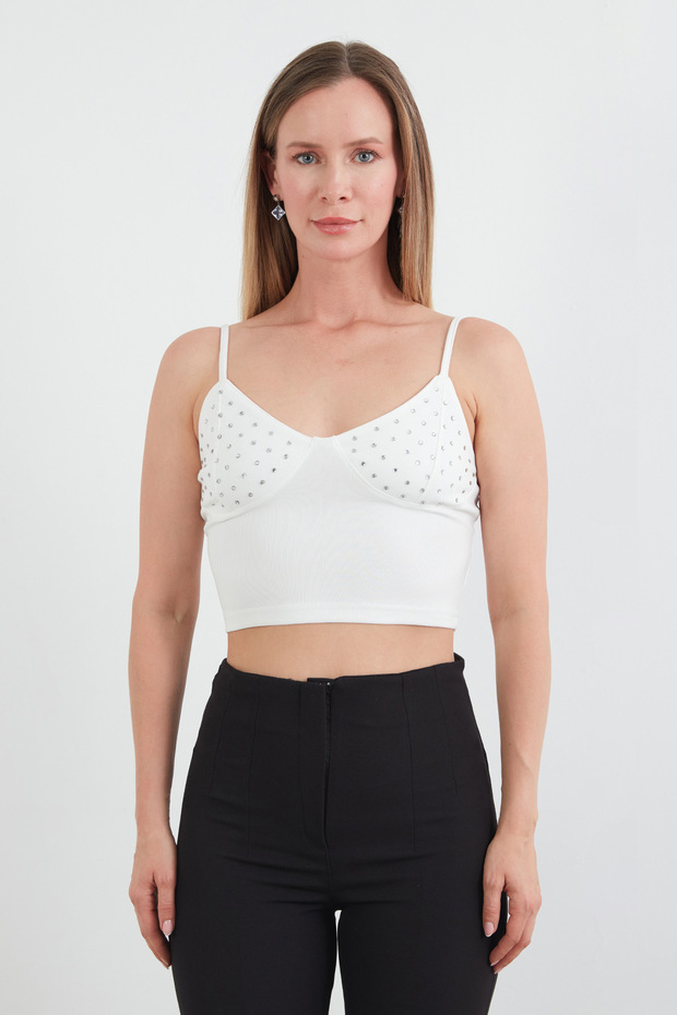 Taş İşlemeli Askılı Büstiyer - 6