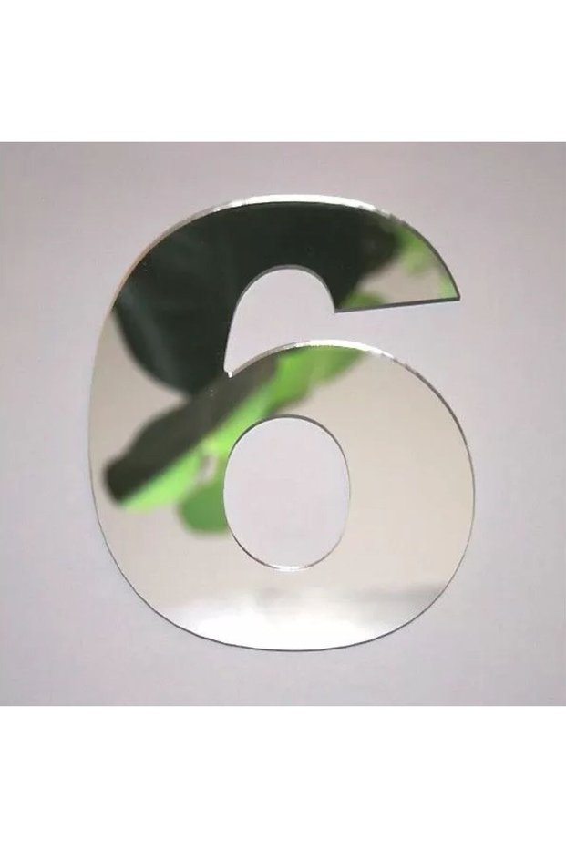 Circle Number 1 mm Silver Mirror Plexi Adhesive Size 9X4 cm No- 6 Six
