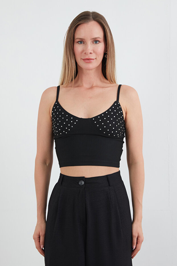 Taş İşlemeli Askılı Büstiyer - 6