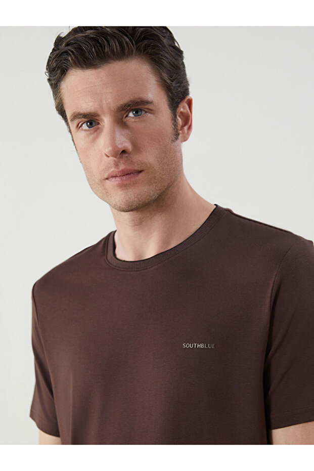 Nevavm Oval Collar Printed Combed Cotton Men's T-Shirt
