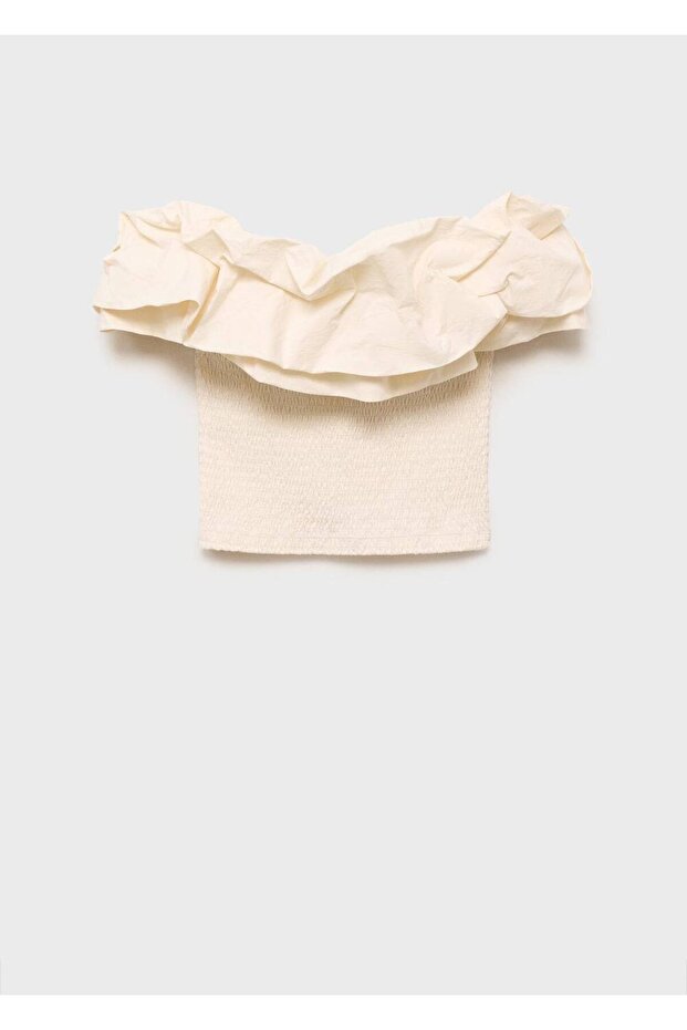 Volanlı straplez bluz - 3