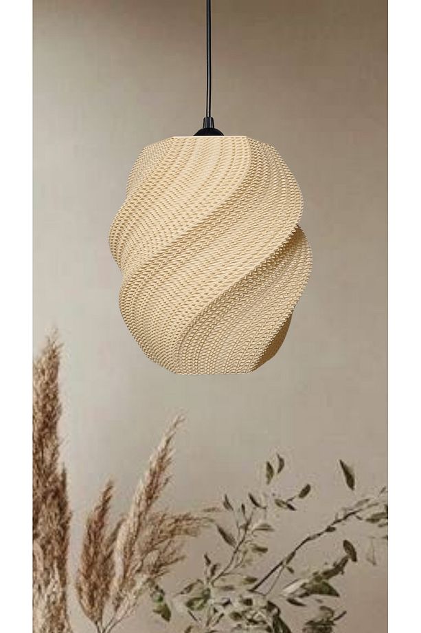 Nunky Hasır Renk Rattan Görünümlü Avize, Pinterest Tarzı Tekli Sarkıt Avize (Bioplastik) E27 - 1