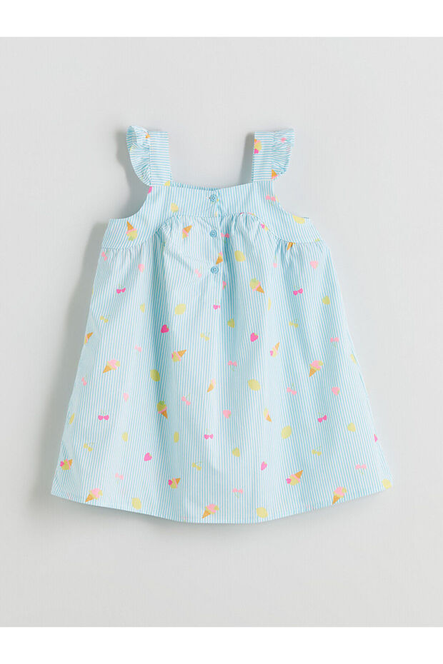 LCW Kare Yaka Kız Çocuk Poplin Elbise - 5
