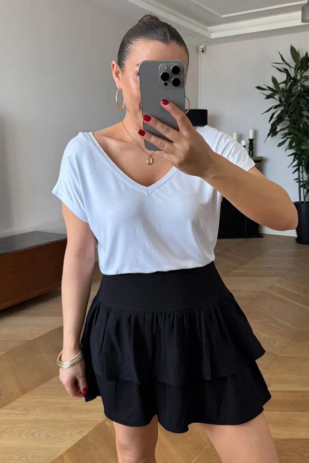 Volanlı Mini Şort Etek - 2