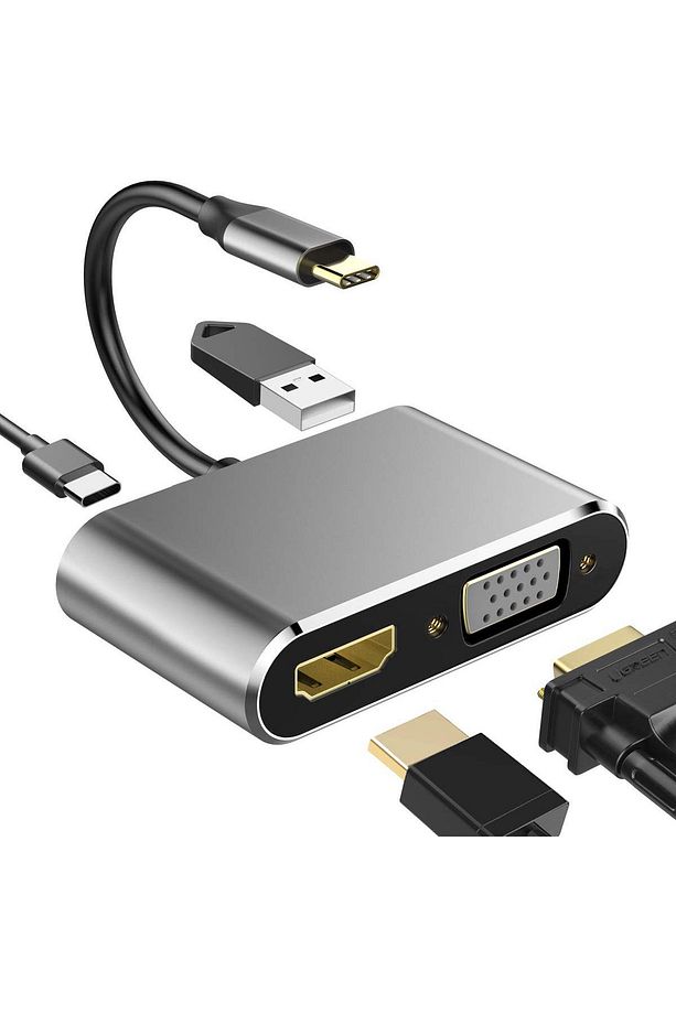 4‑in‑1 USB‑C Genişletici Dock | HDMI + VGA + USB‑A + PD – 4K Destekli - 3