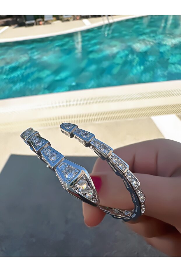 Taşlı Yılan Çelik Kelepçe - 2