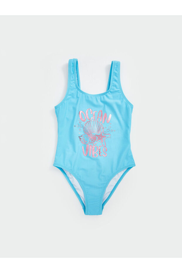 Lcw Kids Blue Quick Dry Girls Swimsuit