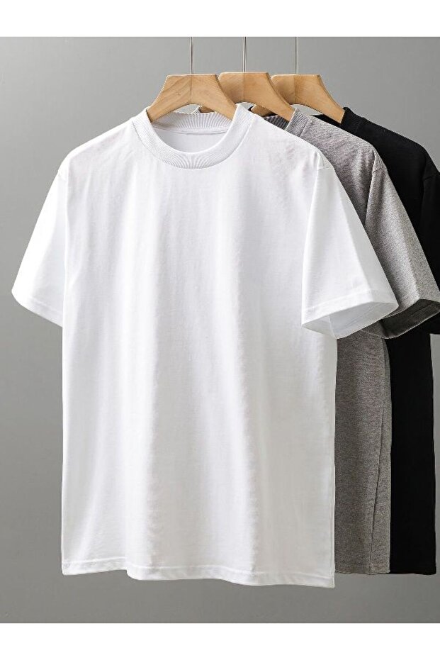 3-Pack Eco Oversized T-Shirts Gray Black White