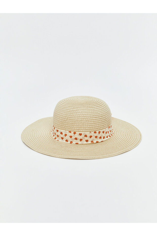 Two Mt Shop Quality Heart Patterned Straw Hat for Girls