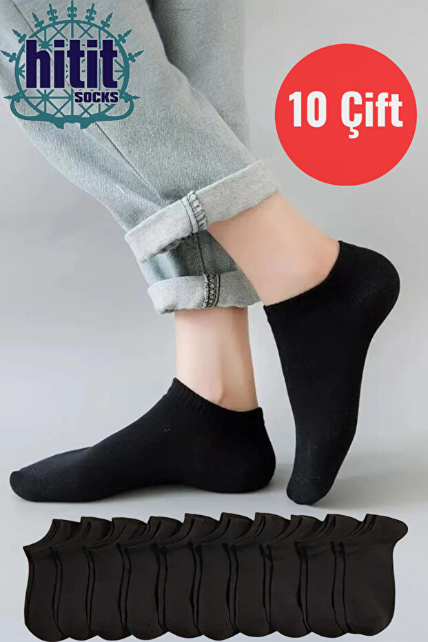 جوارب Hitit Sock للرجال مكونة من 10 أزواج من الجوارب القطنية عالية الجودة باللون الأسود