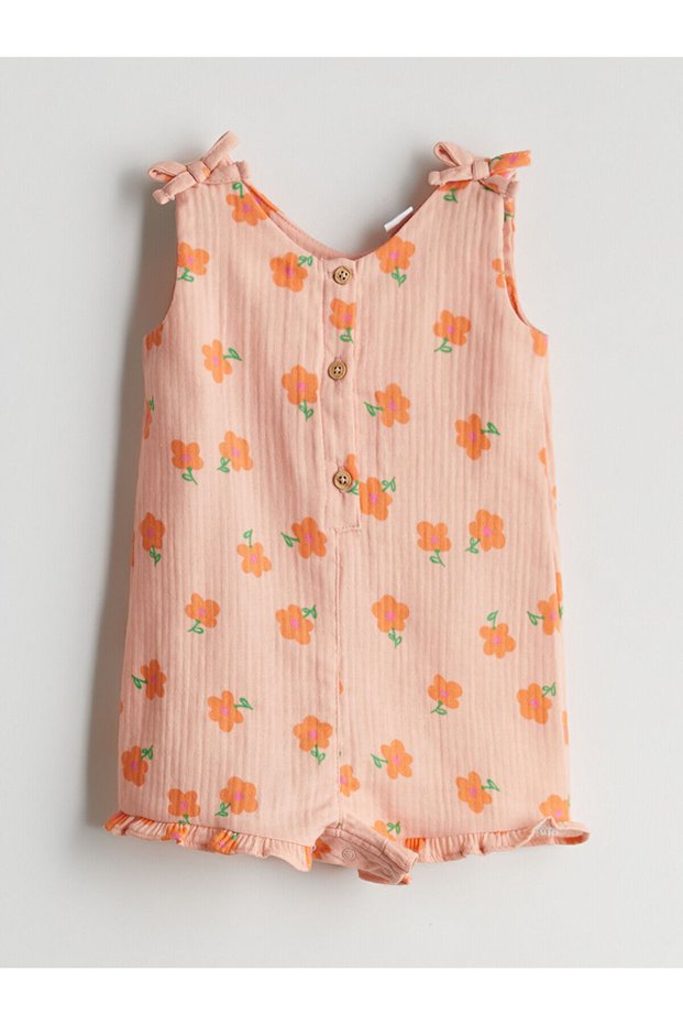 Lcw Baby V-Neck Baby Girl Muslin Jumpsuit