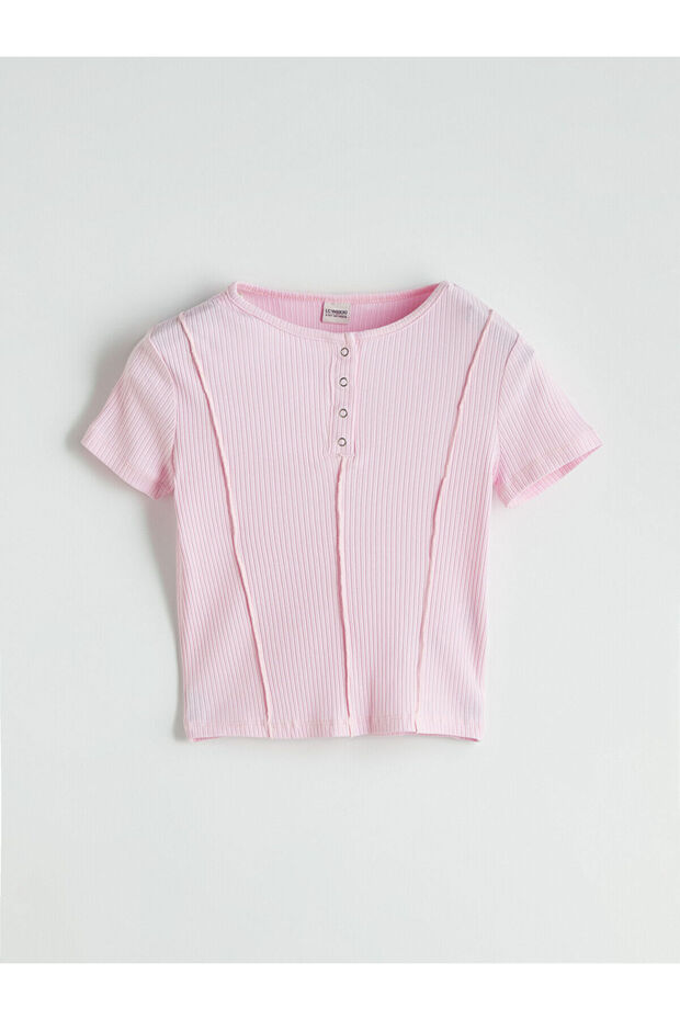 Crew Neck Girl's Crop T-Shirt