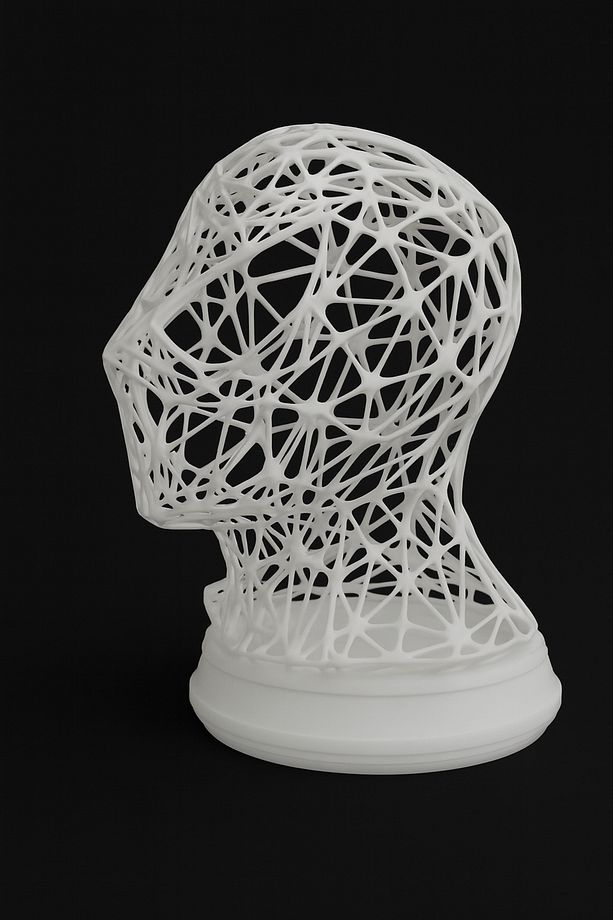 Ağ Desenli Modern Büst – Örümcek İzi Temalı 3D Sanat Objesi - 4