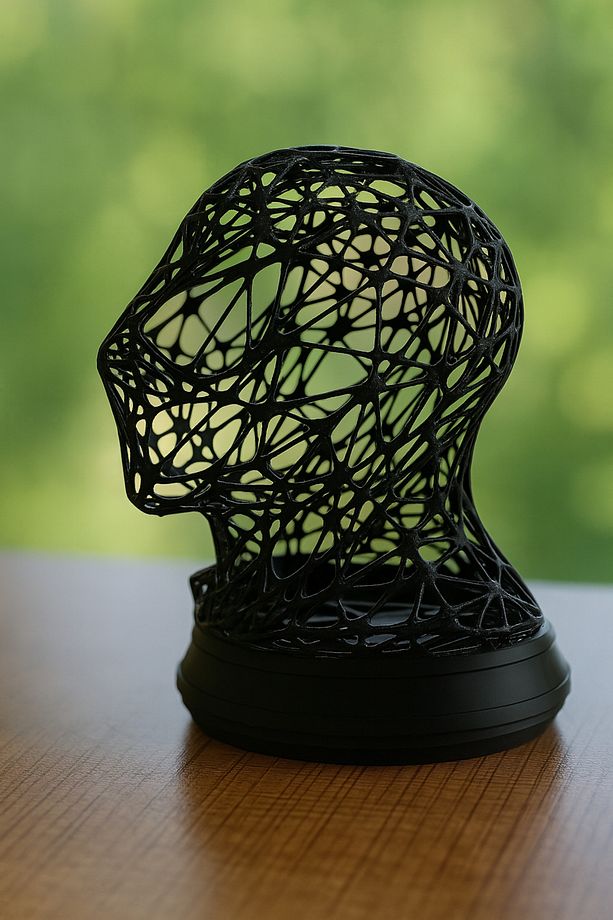 Ağ Desenli Modern Büst – Örümcek İzi Temalı 3D Sanat Objesi - 3