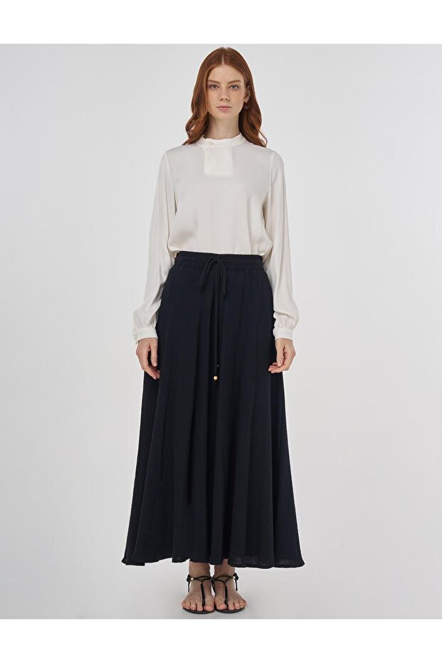 Müslin Kloş Etek Siyah - 3