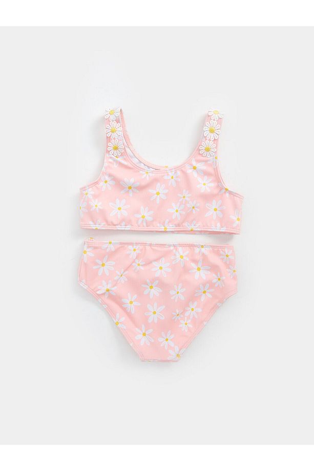 Bisiklet Yaka Çiçekli Kız Bebek Bikini Takımı - 2