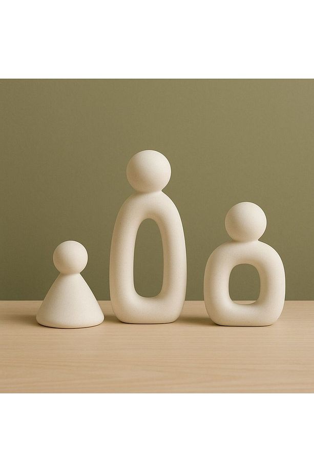 Scandi Tarzı Aile Biblo Seti – 3'lü Minimal Heykel - 4