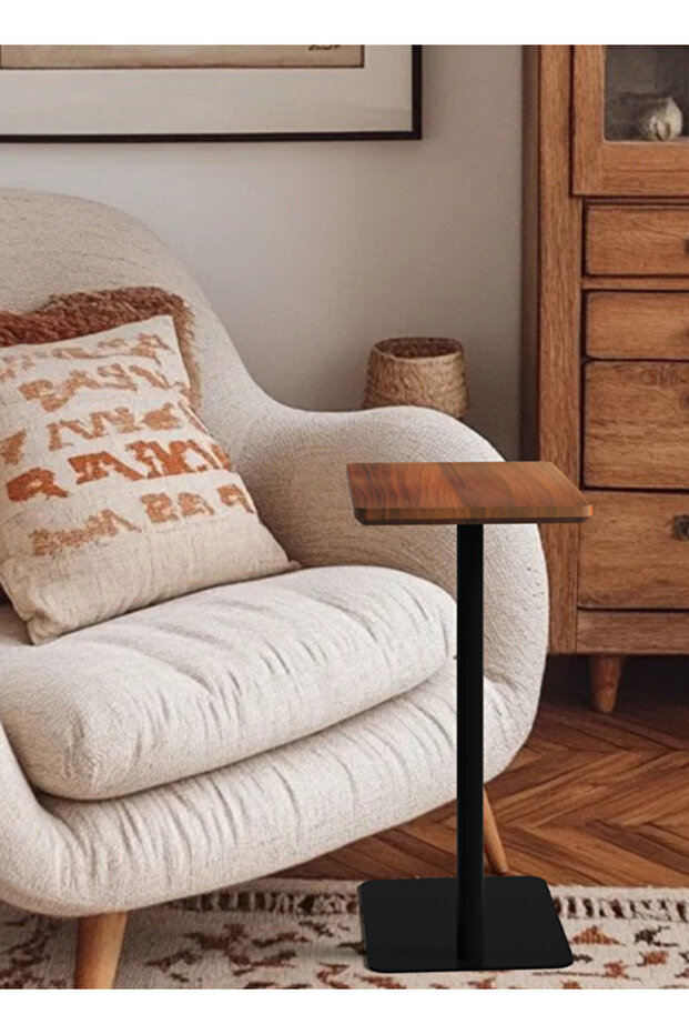 2-Pack Wrought Iron Removable Solid Wood Metal Side Table - 3