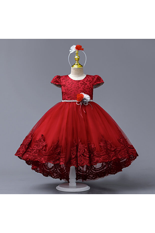 D' Daniela - Delia Flower Party Dress Red with headband