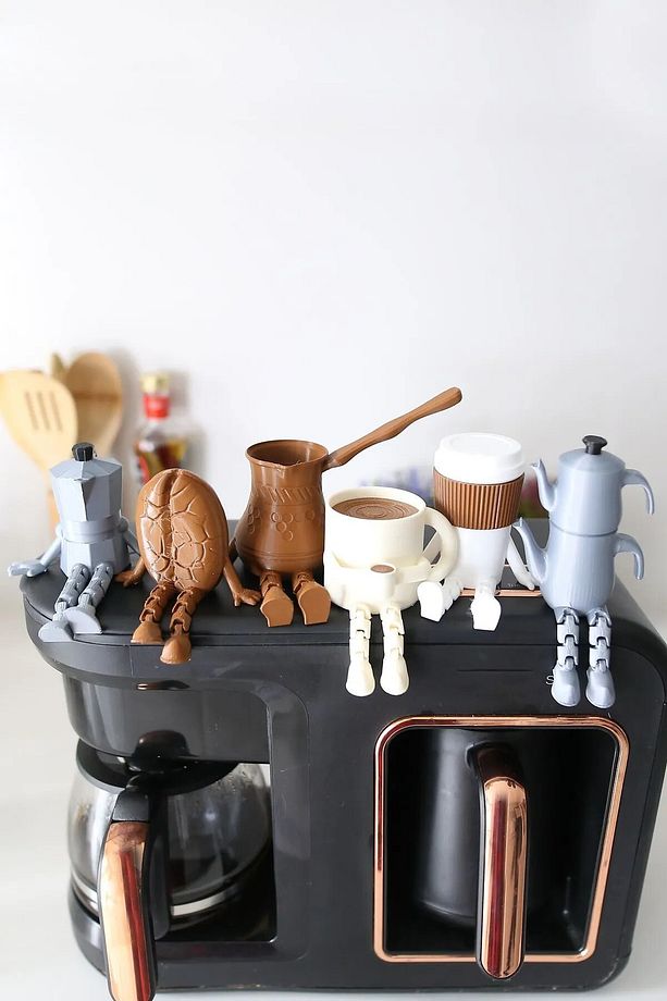 6'lı Ayaklı Kahve Seti - Moka Pot - Kahve Tanesi - Çaydanlık - Cezve - Kahve Bardağı - Bardak - 1