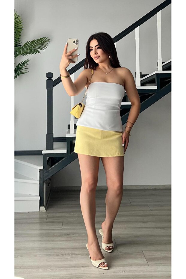 White Strapless Blouse - 6