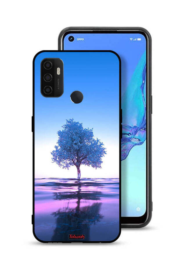 Oppo A53 4G Protective Case Cover Tree Neon Body Of Water Reflection Digital Art