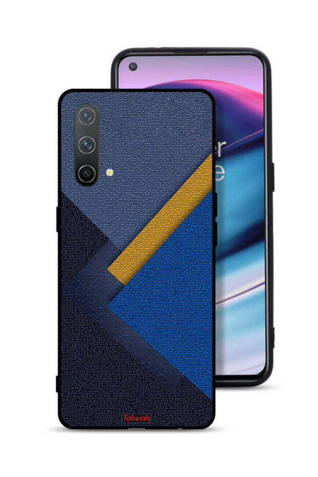 غطاء حماية لهاتف OnePlus Nord CE 5G بنقشة مثلثات جلدية