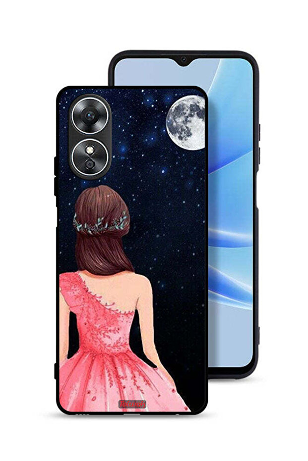 Oppo A17 Protective Case Cover Girl And Moon Art
