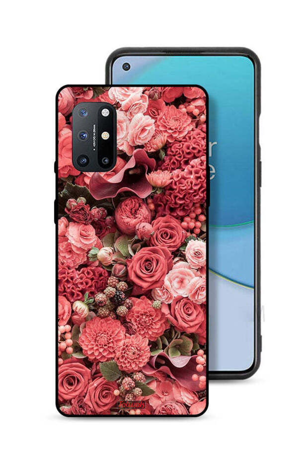 غطاء حماية لهاتف OnePlus 8T 5G بلون الخوخ والورود