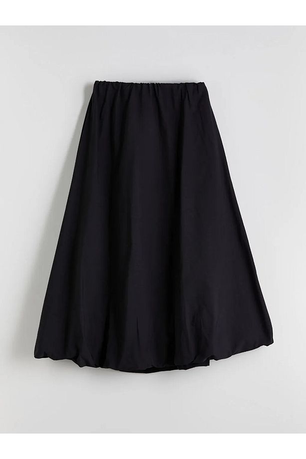 LCWAIKIKI Classic Siyah Beli Lastikli Poplin Balon Etek - 1
