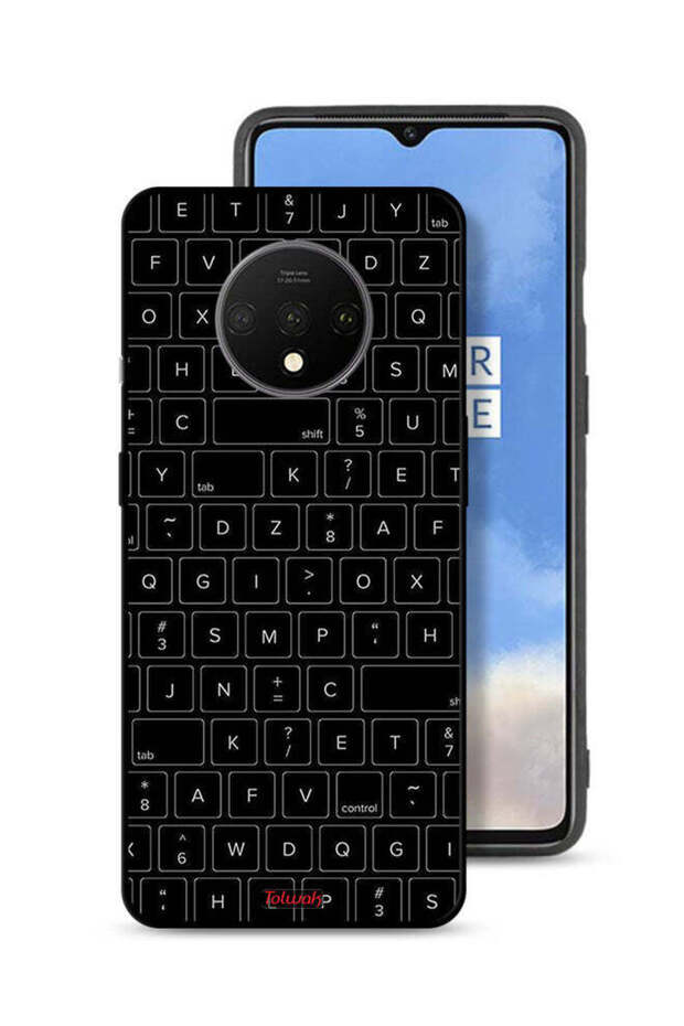 غطاء حماية لهاتف OnePlus 7T بنمط مفاتيح لوحة المفاتيح العشوائية - 1