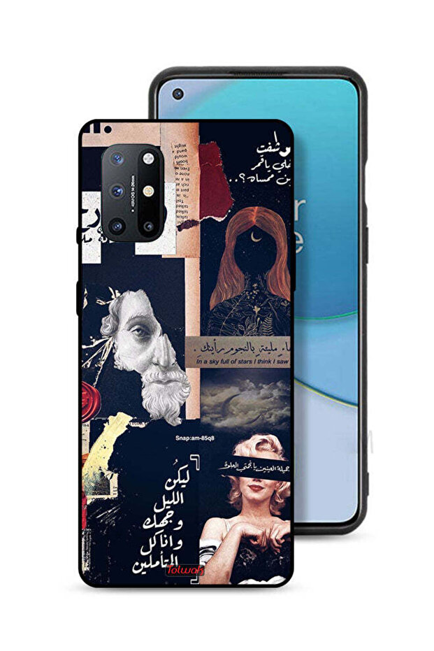 غطاء حماية لهاتف OnePlus 8T 5G بعبارات عربية ووجوه مقطوعة