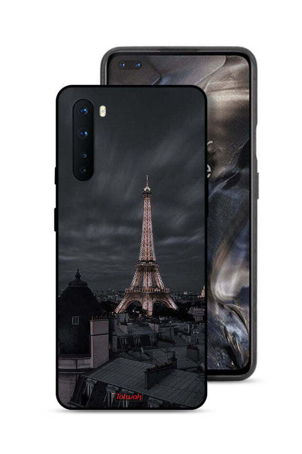 غطاء حماية لهاتف OnePlus Nord بتصميم برج إيفل في الليل