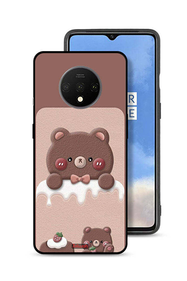 غطاء حماية لهاتف OnePlus 7T بتصميم دب الفراولة