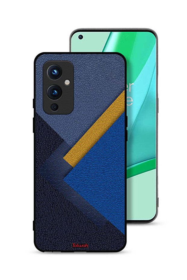 غطاء حماية لهاتف OnePlus 9 5G بنقشة مثلثات جلدية