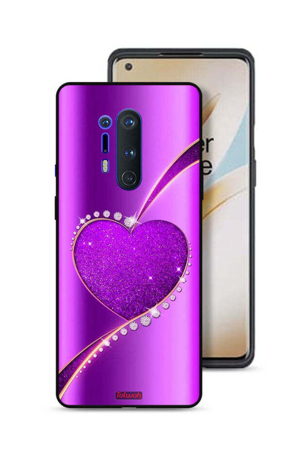 غطاء حماية لهاتف OnePlus 8 Pro بتصميم قلب لامع
