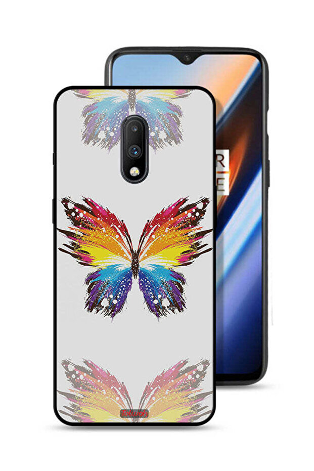 غطاء حماية لهاتف OnePlus 7 بخلفية بسيطة وفن رقمي وبساطة الفراشة