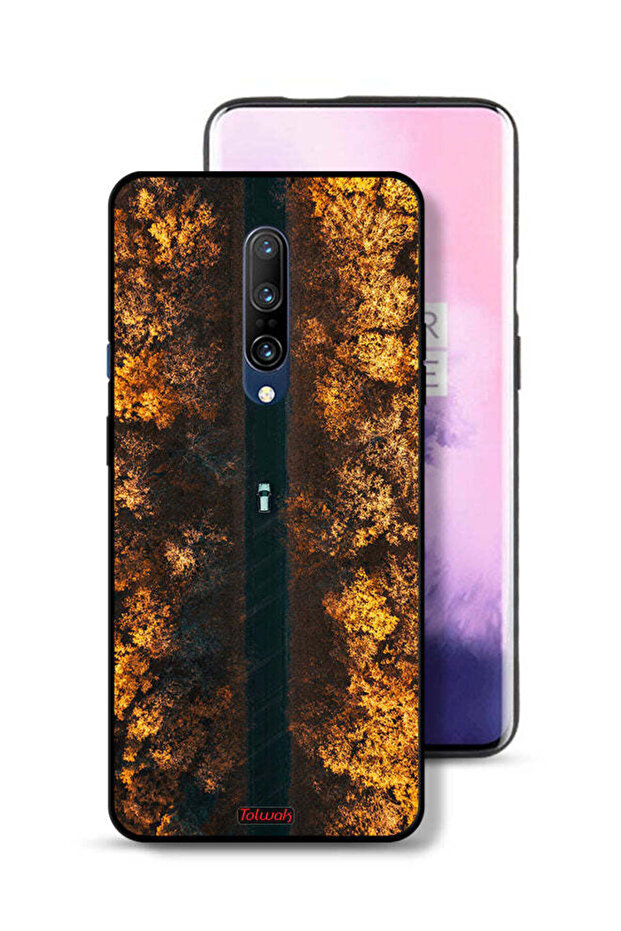 غطاء حماية لهاتف OnePlus 7 Pro بتصميم طريق في أشجار الخريف