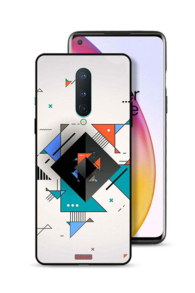 غطاء حماية لهاتف OnePlus 8 بأشكال مربعة ومثلثة ونمط تجريدي