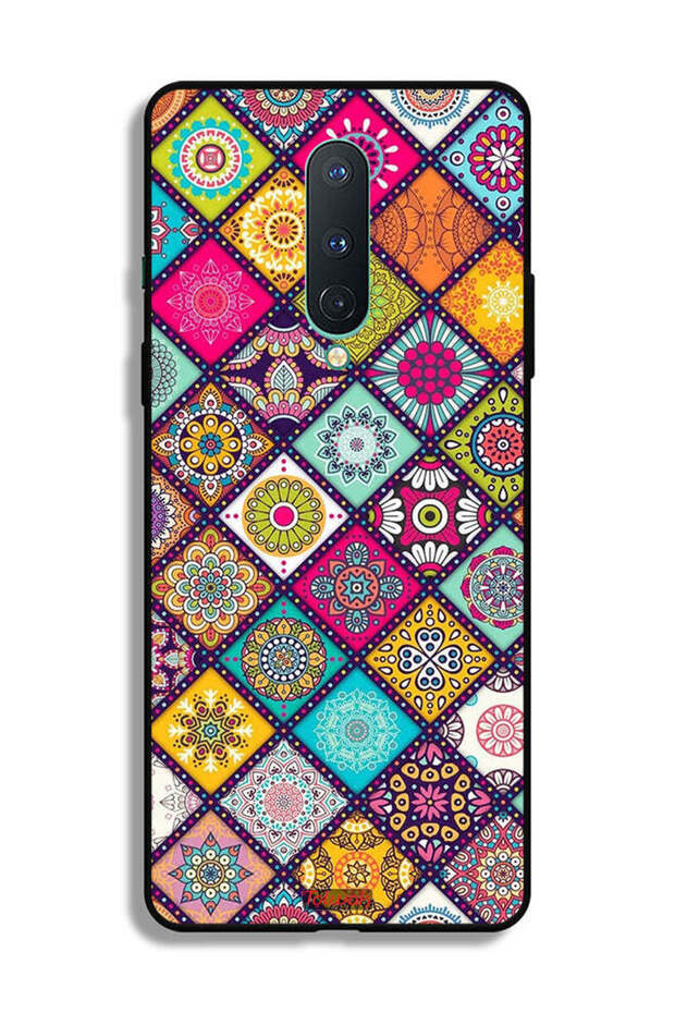 غطاء حماية لهاتف OnePlus 8 بنمط مربعات ماندالا - 2
