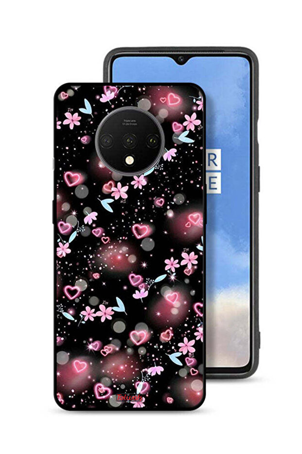 غطاء حماية لهاتف OnePlus 7T برسومات قلوب وأزهار صغيرة